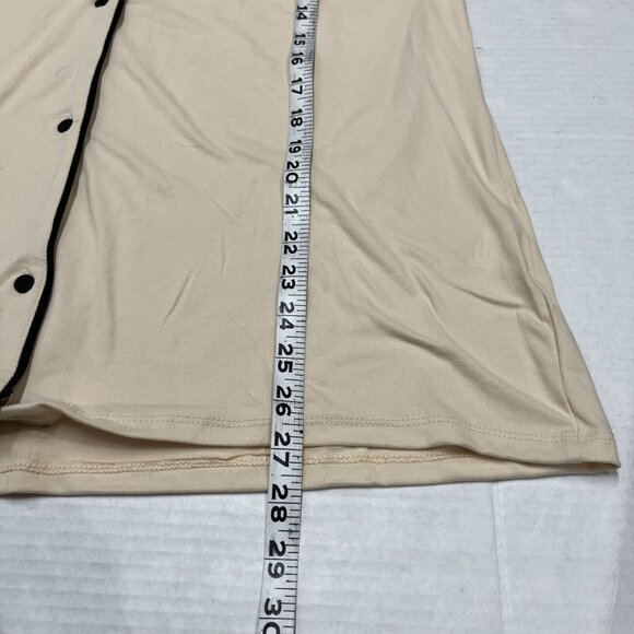 Tart Intimates Set Women 1X Nude Black Contrast Trim Button Down Loungewear Soft - Picture 3 of 11